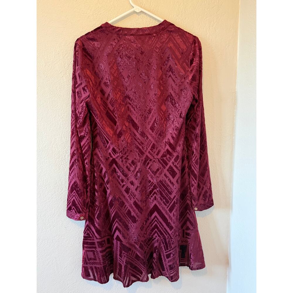 Women's Tommy Hilfiger Printed Merlot  Burnout Velvet Like Dress Size 6 - Picture 2 of 4